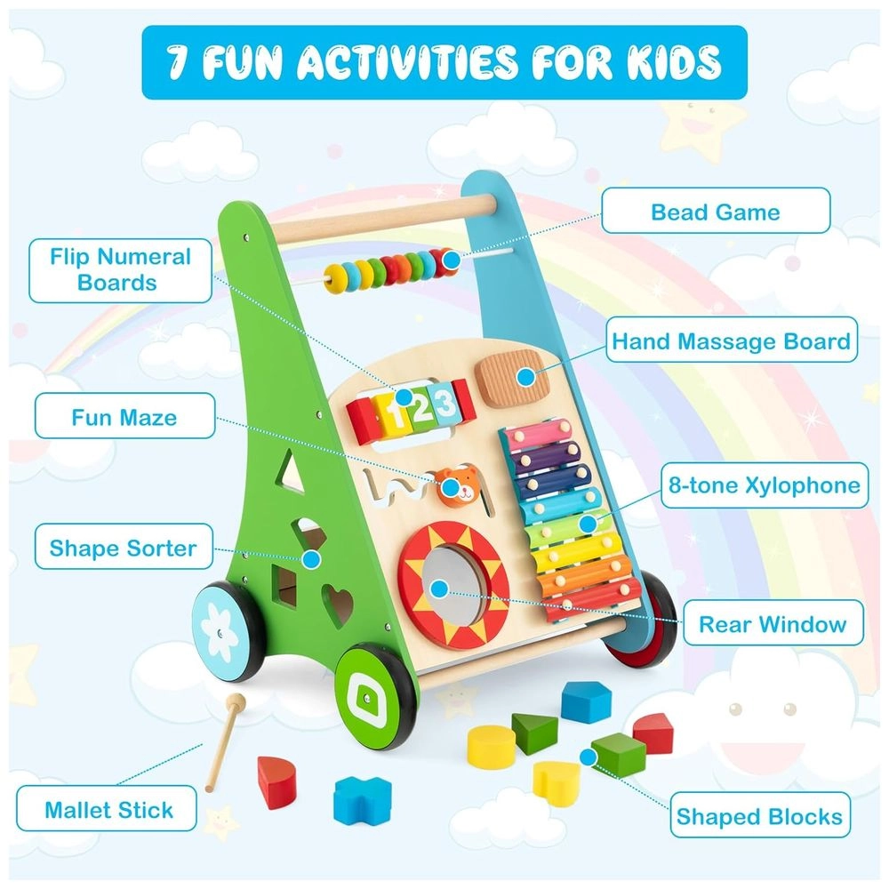 3-In-1 Baby Walker Rotating Chair & Table Playset - Pink Suitable for 6 months and above