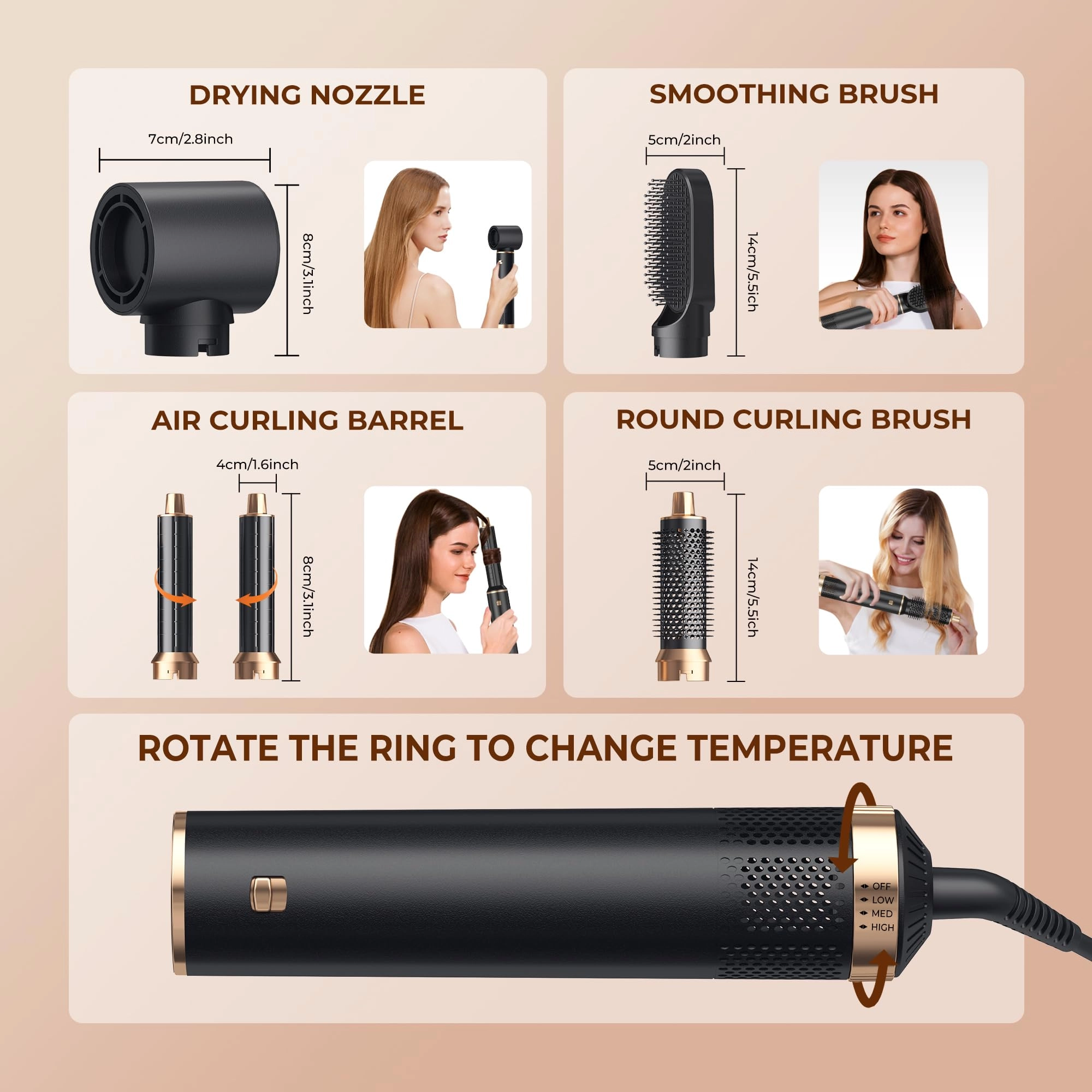 5 in 1 Blow Dryer Brush - 800 watts Royal Blue