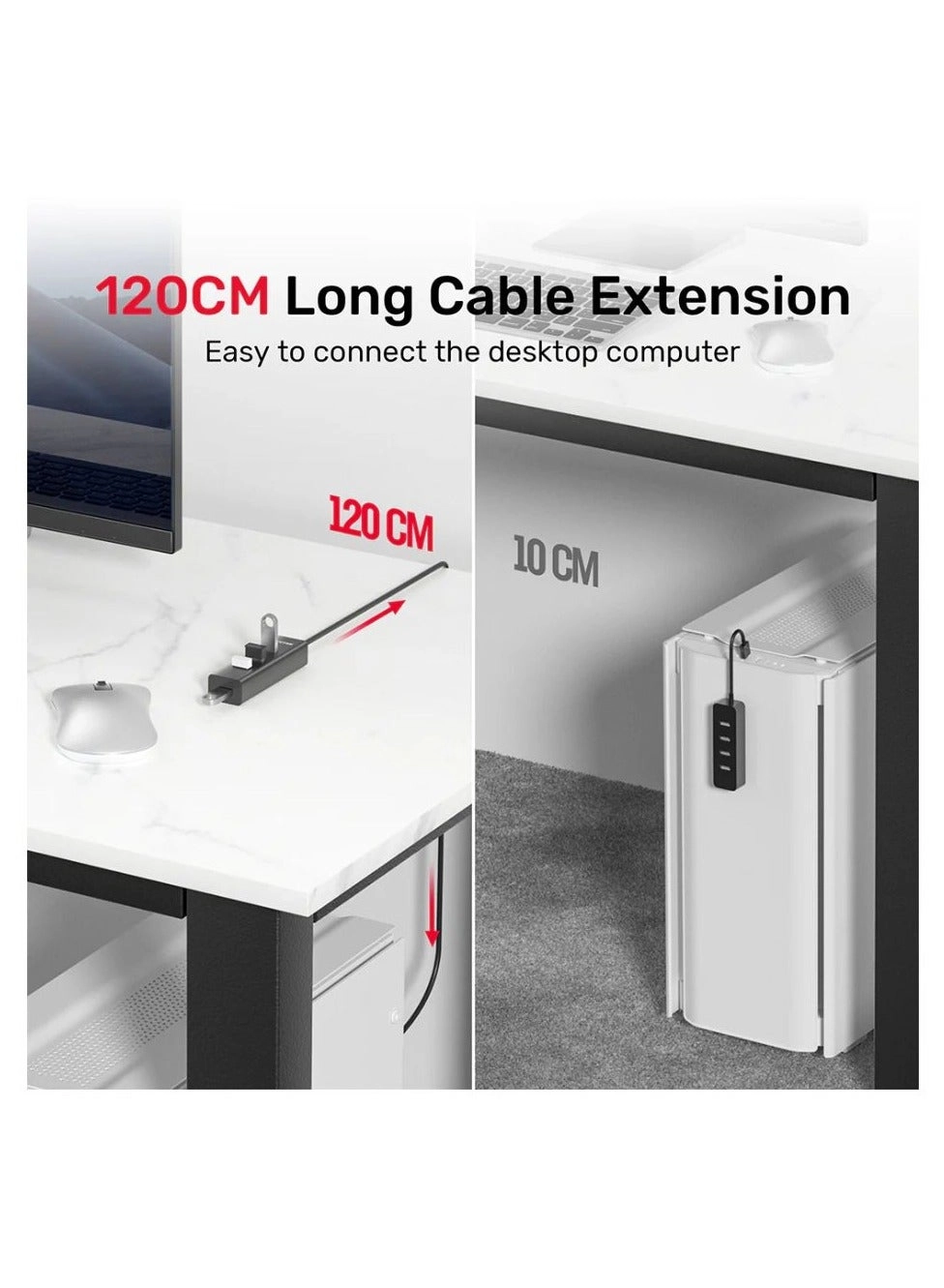 4-in-1 USB-A Hub - 5Gbps 1.2 m cable
