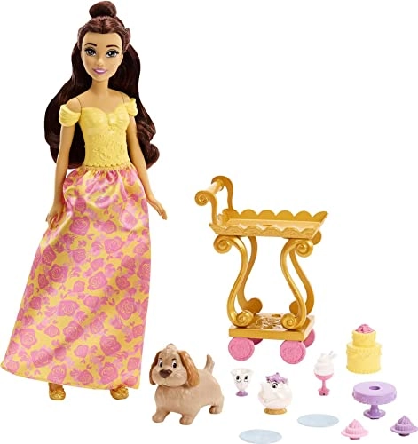 Princess Belle Doll and Playset - Tea Time Cart with Mrs. Potts and Chip