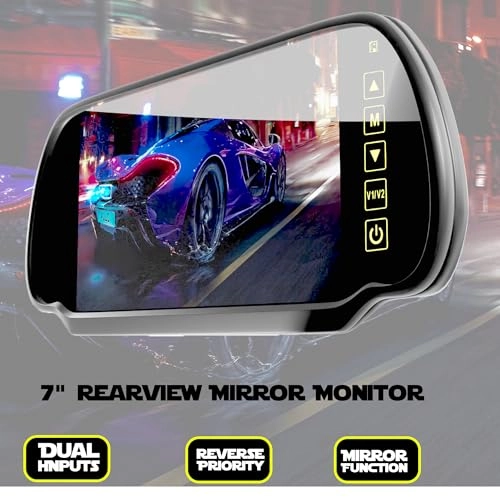 TFT LCD Car Rearview Mirror Monitor - Wide Screen 2 Video Inputs
