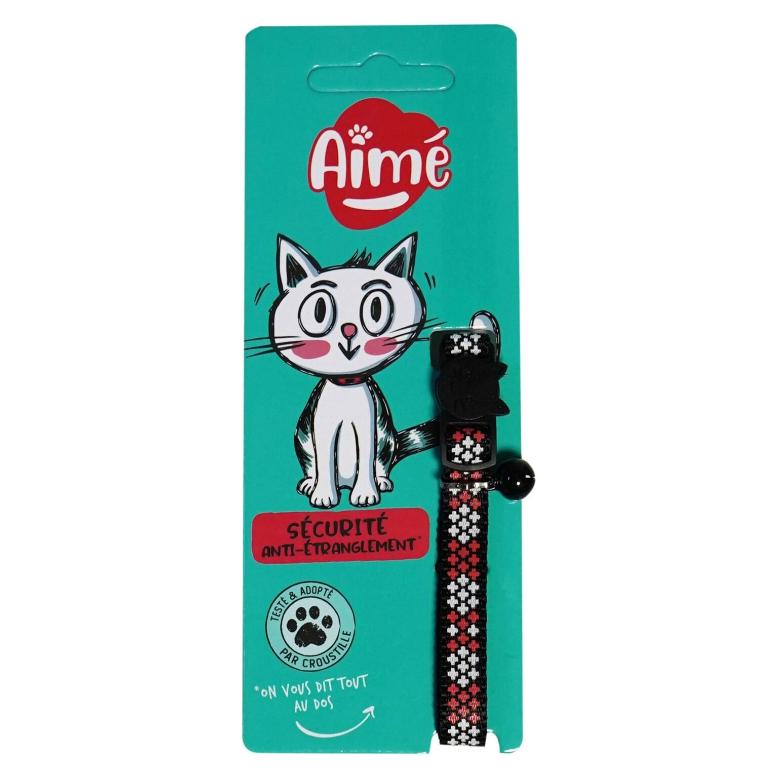 Aime Reflective Cross Cat Collar - Adjustable 18 to 28 cm Breakaway safety buckle