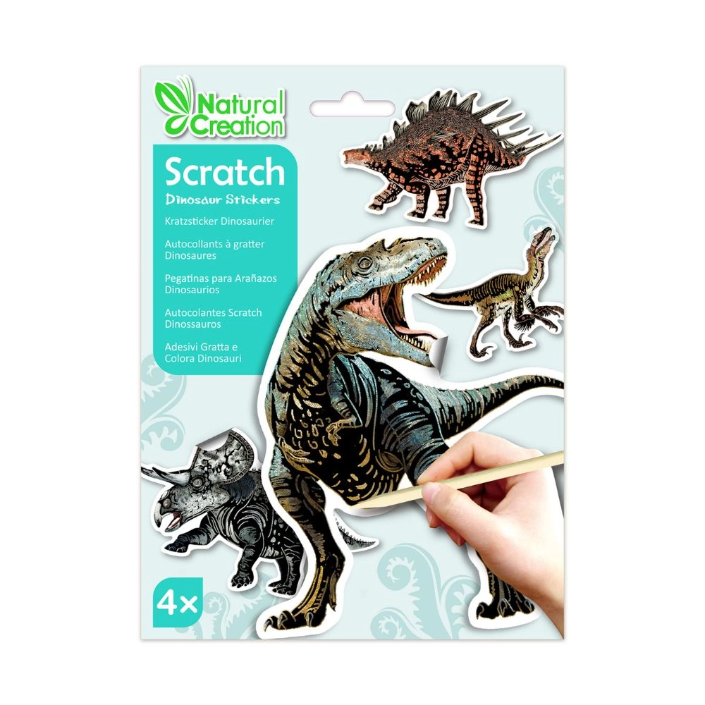 Avenir Scratch Dinosaur Stickers - 4-piece set
