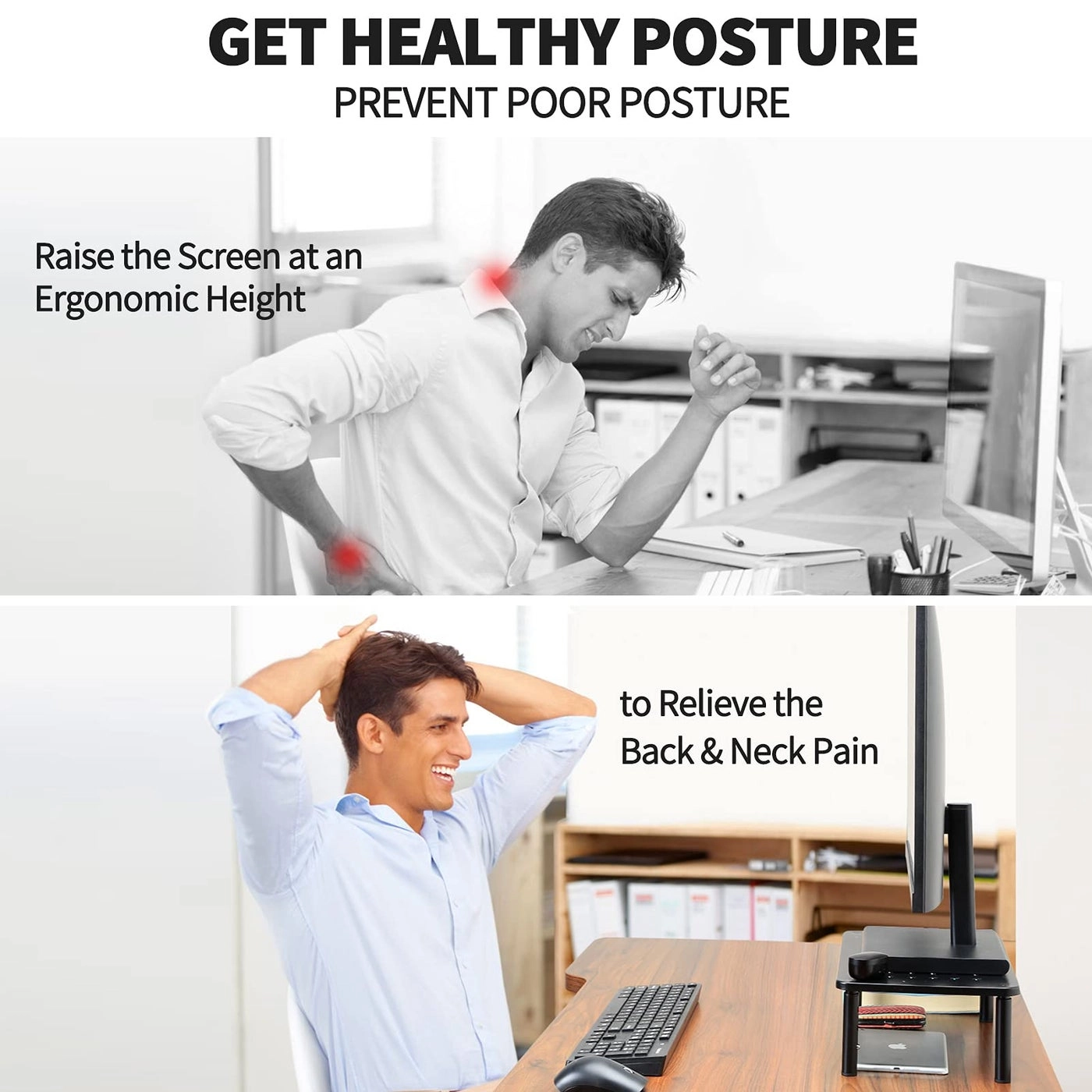 Monitor Stand Riser - Metal Drawer 3 Height Adjustable Phone Holder Pack