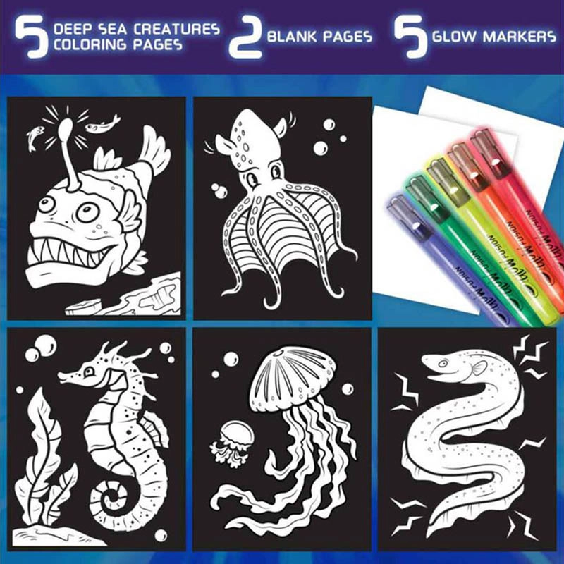 Glow Fusion Marker Colouring Set - 5 pieces Red Orange Yellow Green Blue