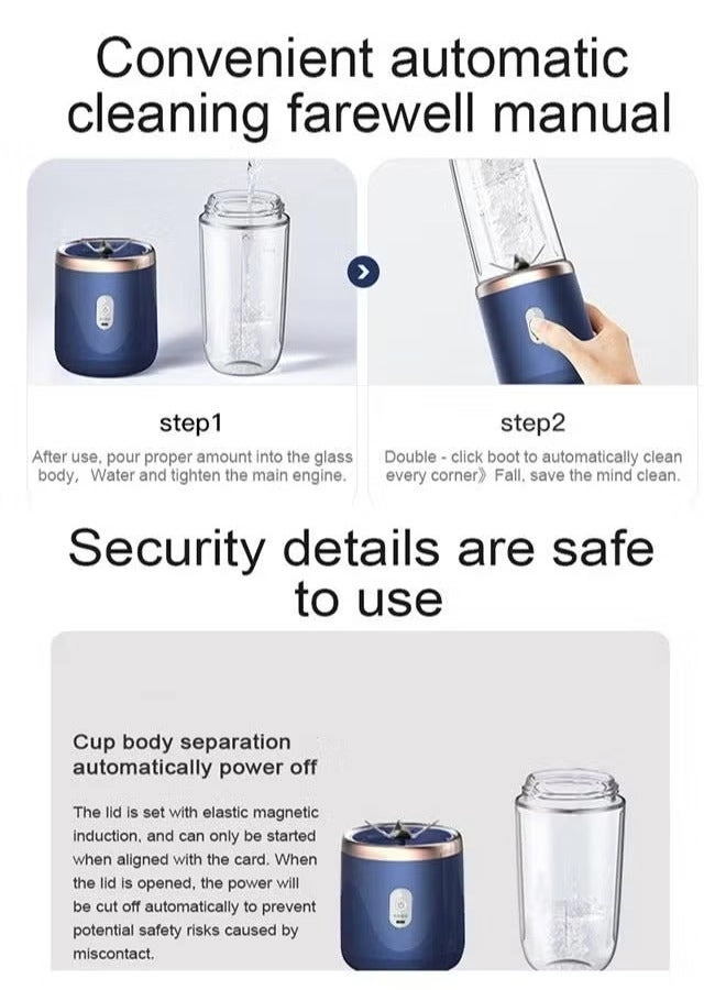 Personal Blender - USB Rechargeable 6-Blade Stainless Steel