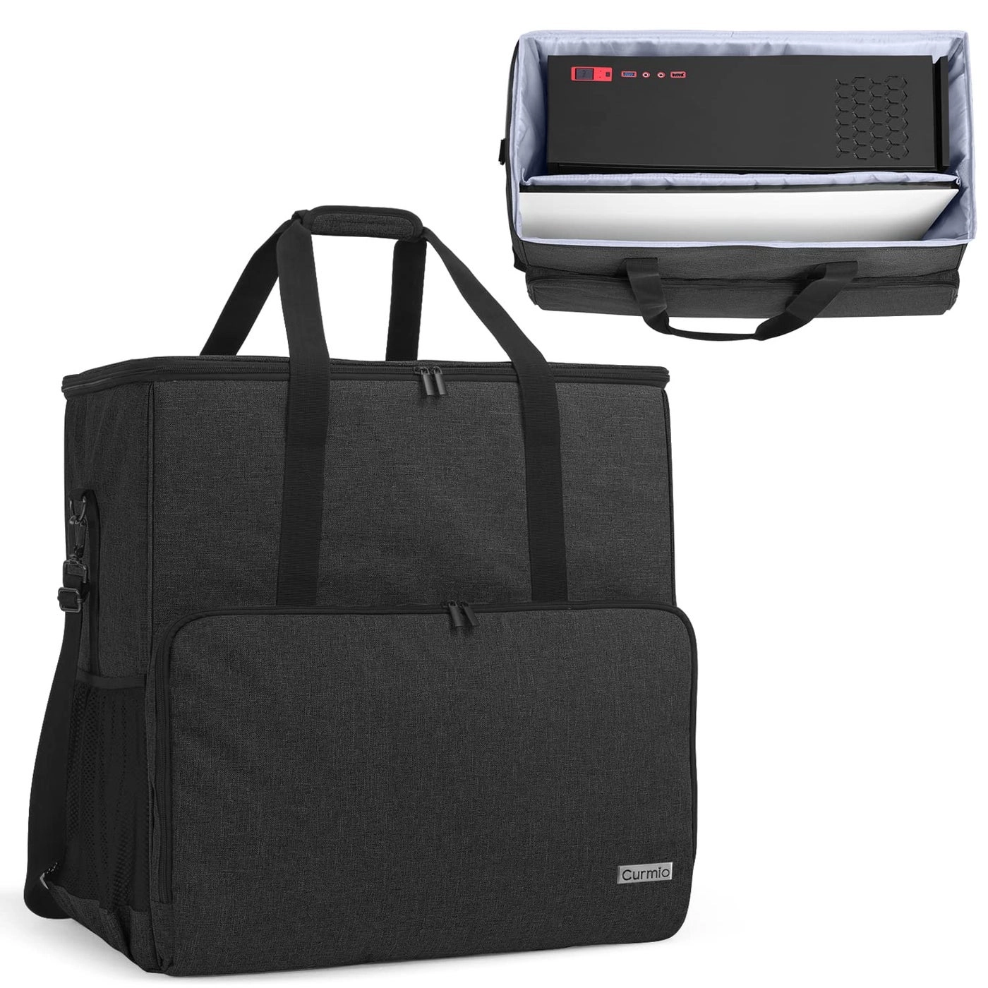 CURMIO PC Carrying Case - L20"*W12"*H20.2" Desktop Tower and Monitor Desktop Travel Bag