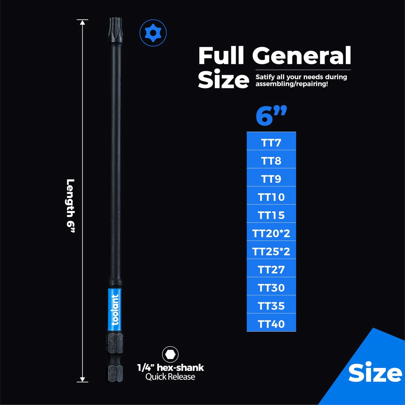 Impact Torx Bit Set - 13pcs 6" long