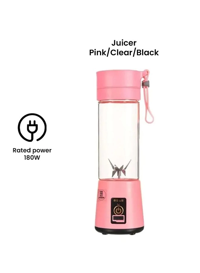 T-Bottle-1021 - Mini Rechargeable Smoothie Maker Pink/Clear/Silver