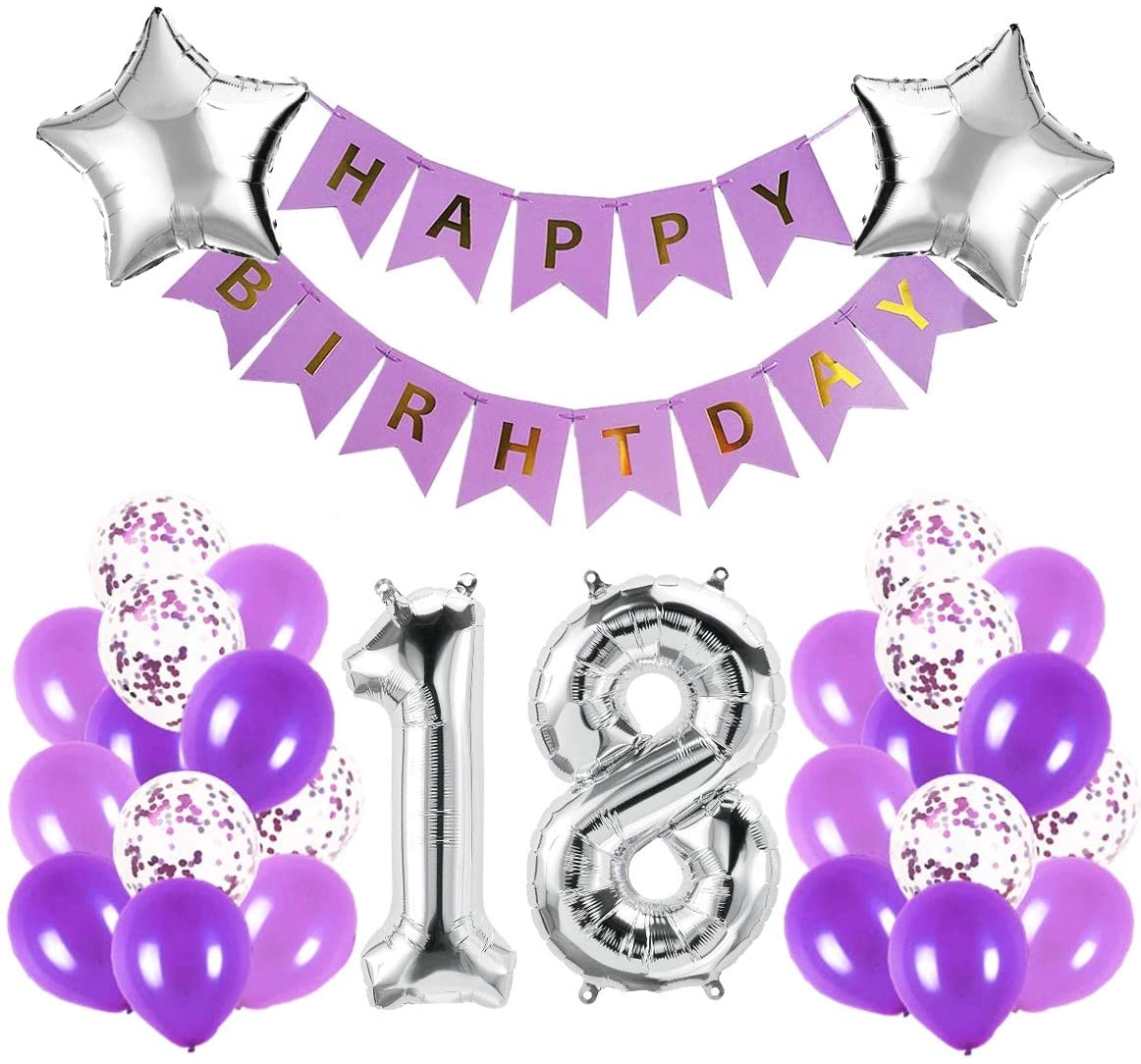 Party Time Trading LLC 18th Birthday Party Decorations Set - 29-Pieces