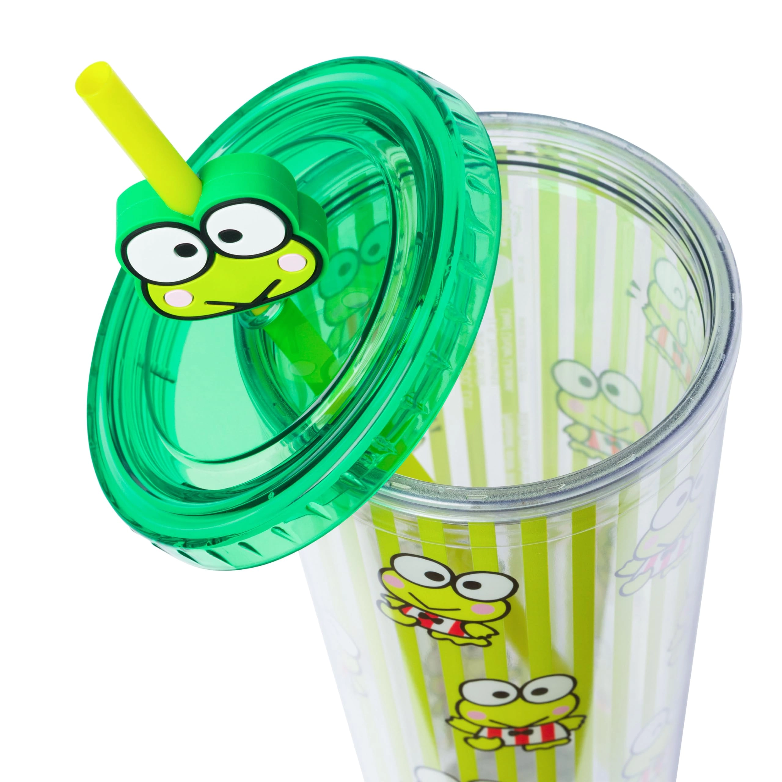 Keroppi Plastic Cold Cup - 1 pcs Lid and Straw Topper