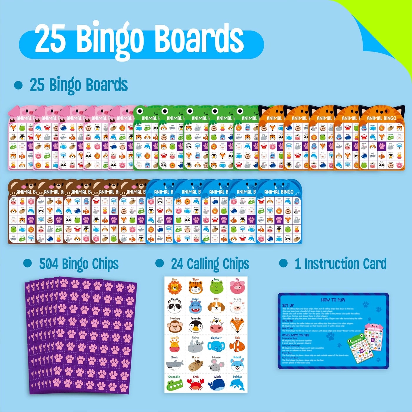 Animal Bingo Game - 25PCS