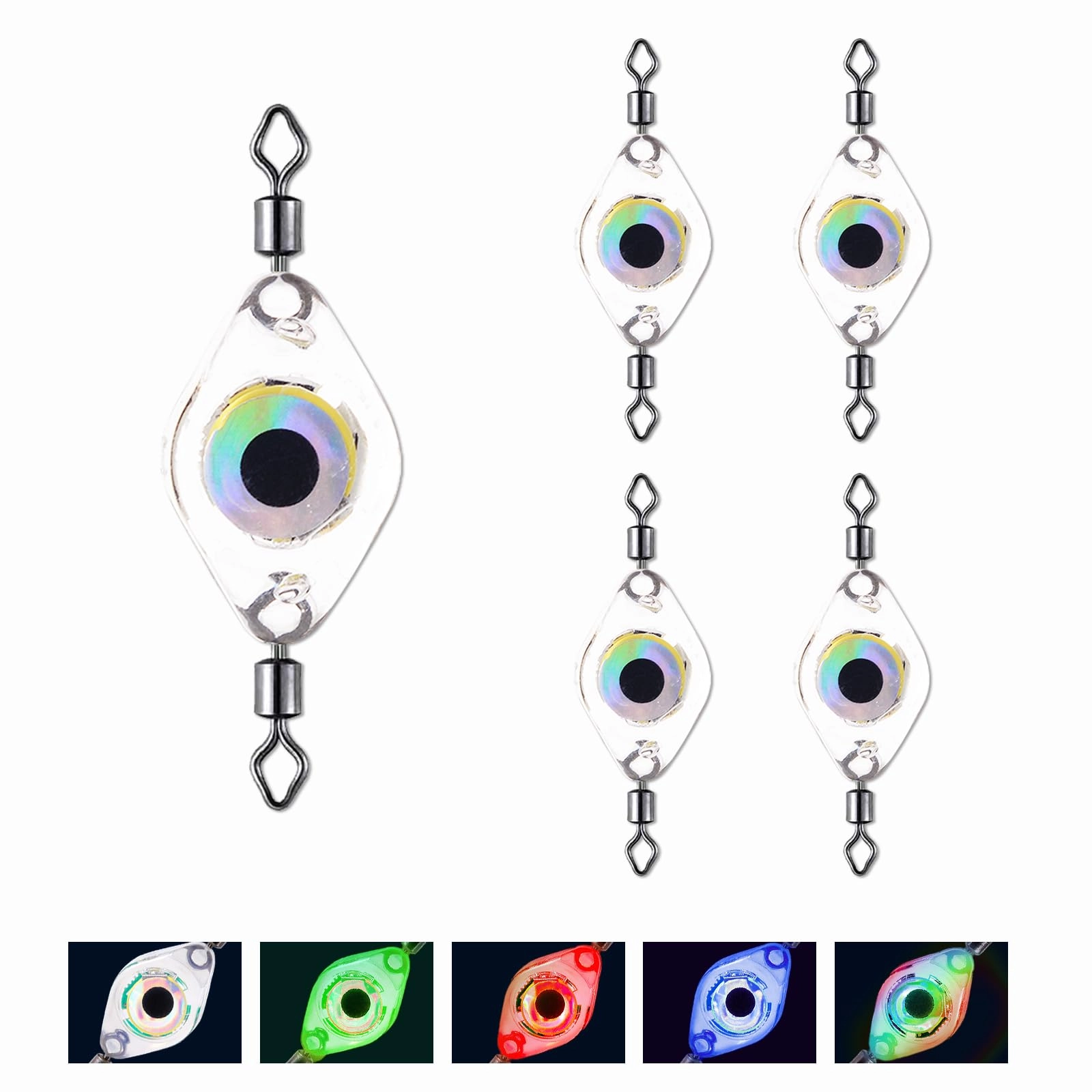 ocpcrn Compact LED Fishing Lure Light - 5PCS Auto On/Off Multi-Color Flash