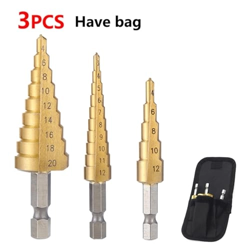 Spiral Grooved Drill Bits - Stainless Steel 3PCS 3-12 4-12 4-20