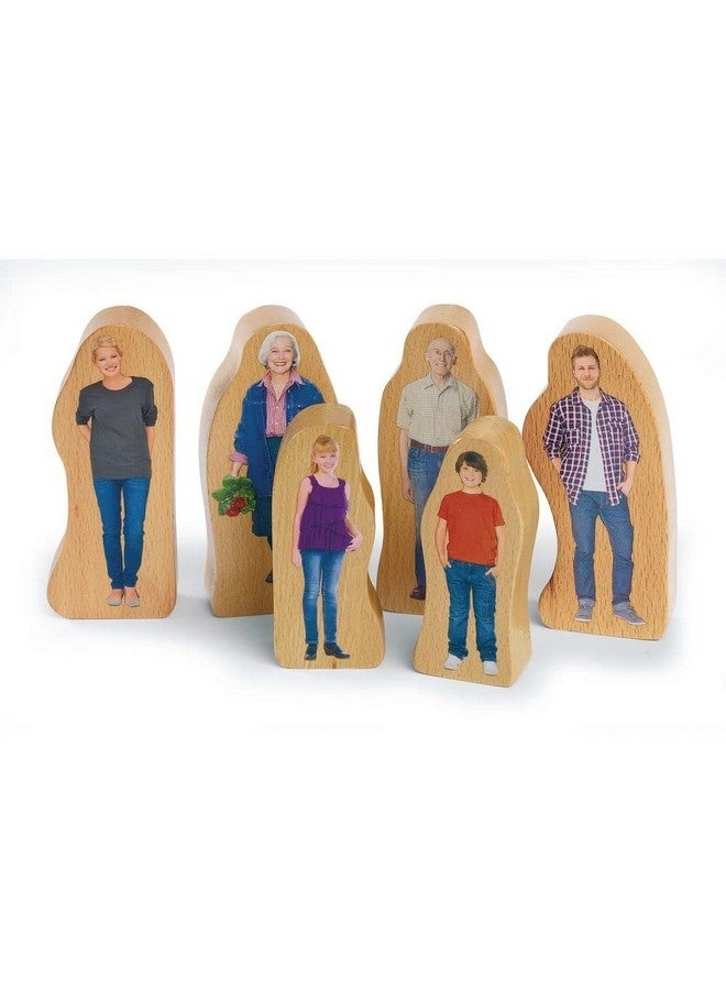 Photo-Realistic Multicultural Wooden Block Play Families - Ages 2 Years and Up 28 pieces