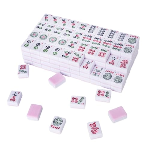 TIASUSAN American Mahjong Tile Set - 166 Tiles Pink Back 1.2”