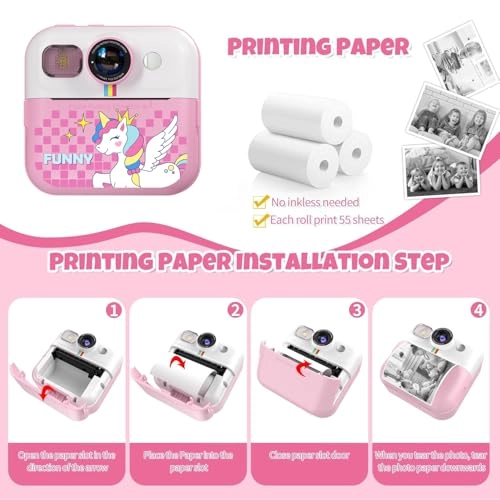 Kids Camera - Instant Print Pink