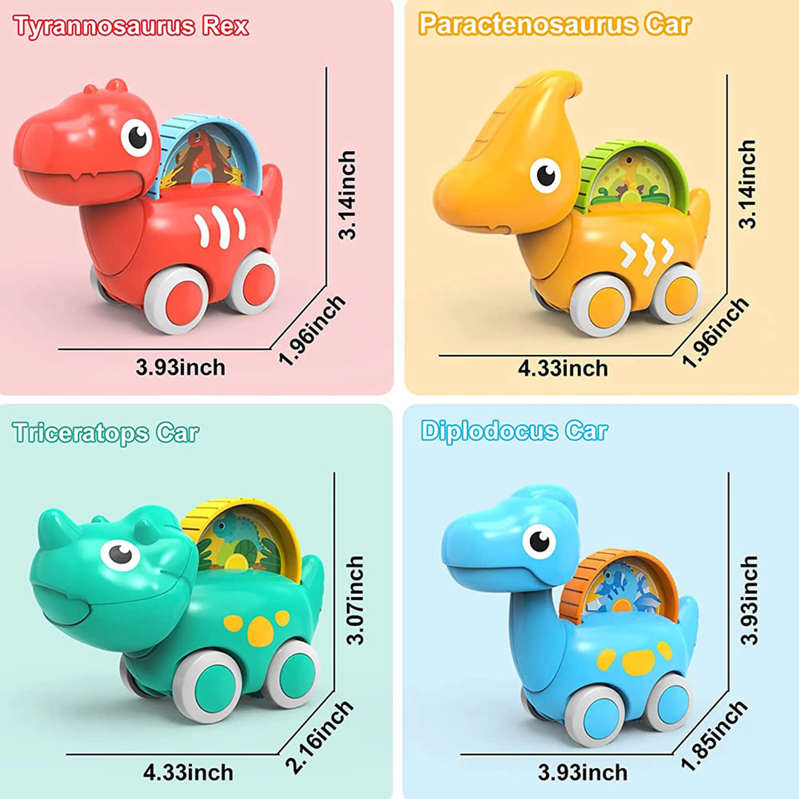 Baby Dinosaur Push and Pull Toy with Wheels