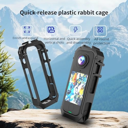 Plastic Cage Compatible with Insta360 X4 Air - Dual Cold Shoe 1/4 Thread