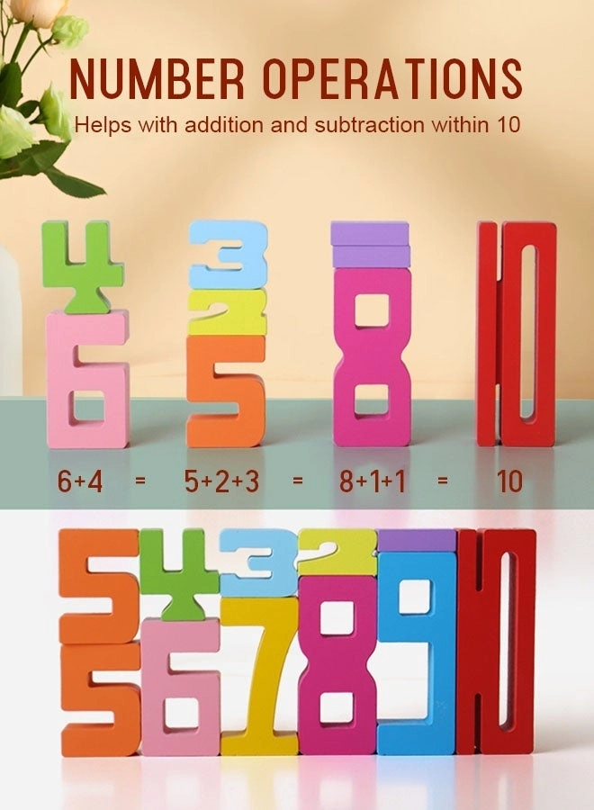 Wooden Number Blocks Puzzle - 3+ 10 pieces