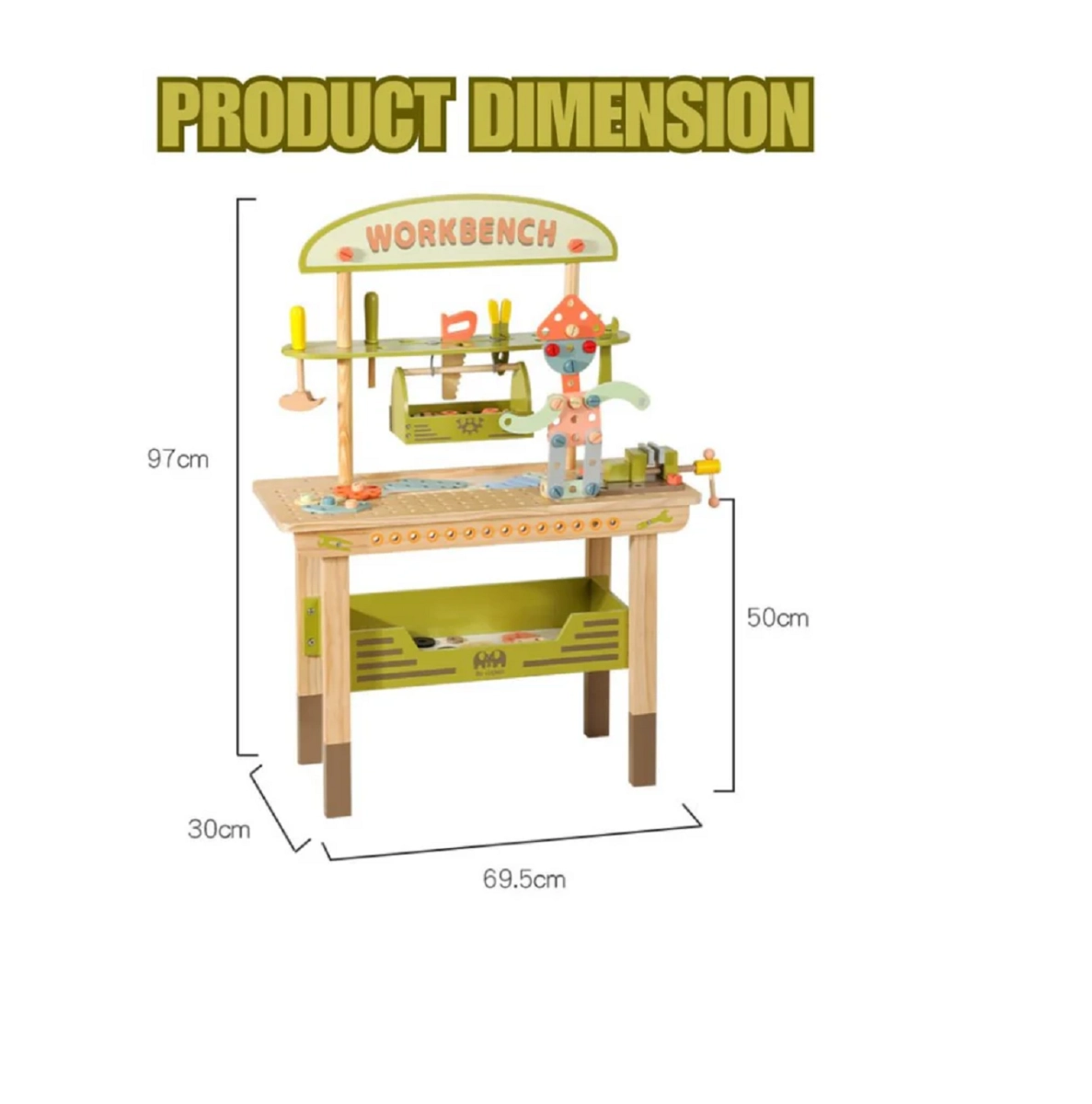 Kids Wooden Tool Table Playset - 5+
