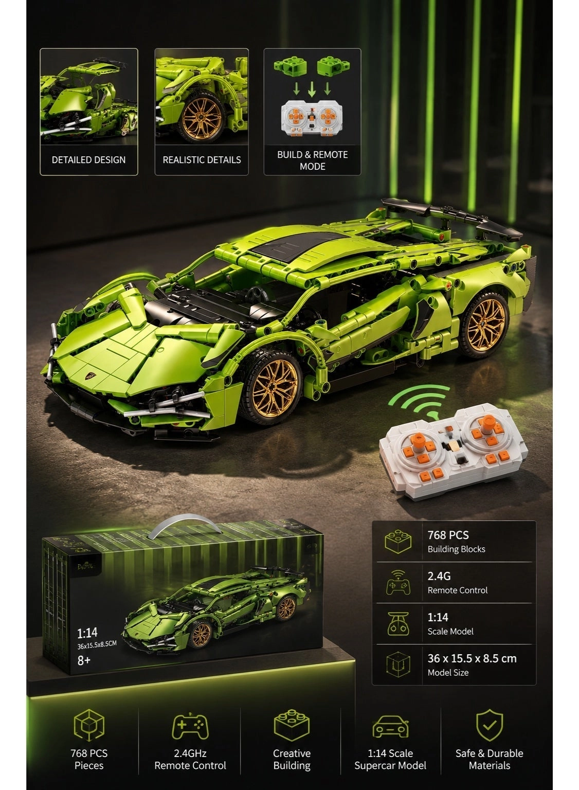 Cyberpunk Racing Car - Green and Gold