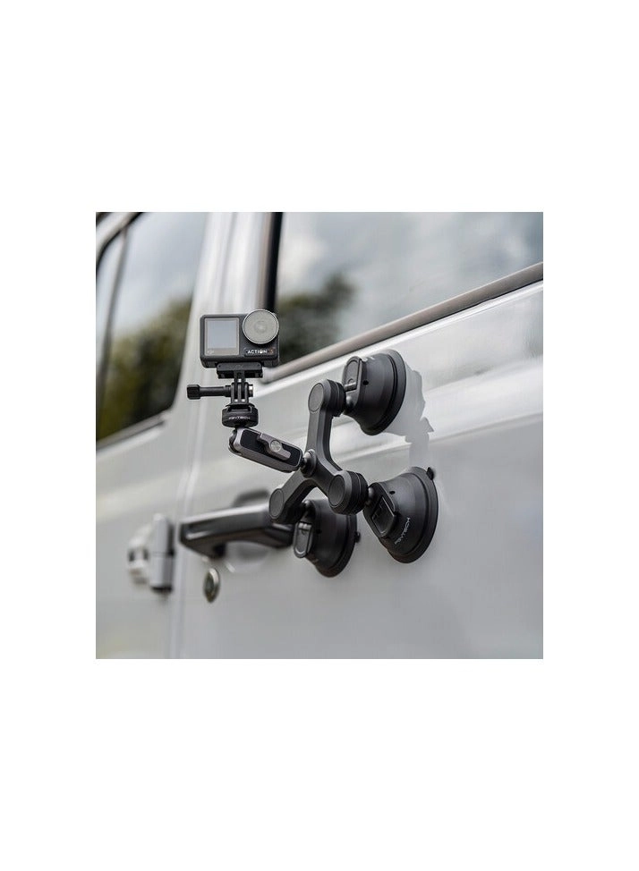 3 Arm Suction Mount - CapLock Ball Head 3-Prong & 1/4"-20 Adapters