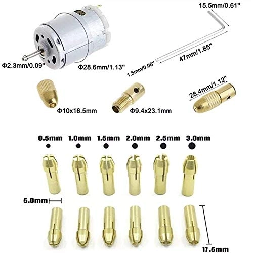DC 500mA Motor + Drill Collet - 0.5-3.0mm