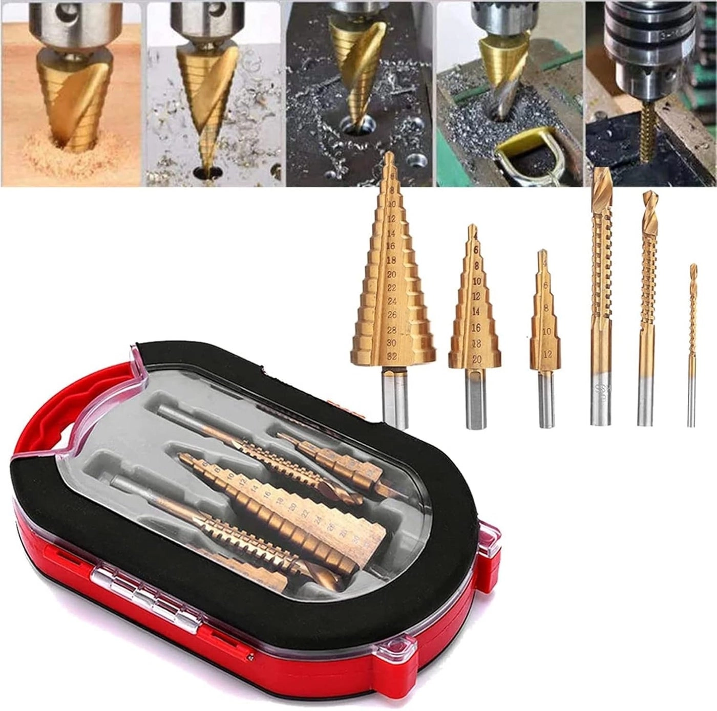 Triangular shank step drill - HSS 3pcs + Saw drill - Titanium plating 3pcs