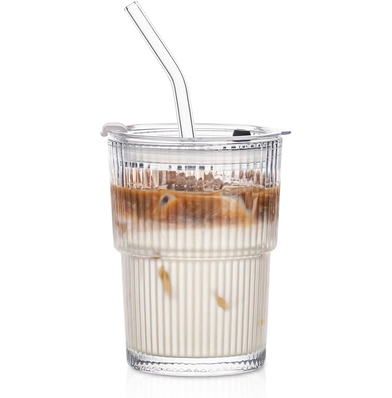 FUNKYFINDS 9687064804 Glass Ribbed Tumbler - 400ml