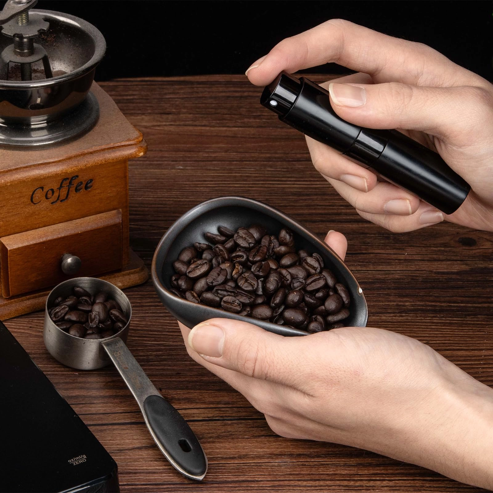 Coffee Bean Dosing Cup + Spray Bottle - 25 Grams
