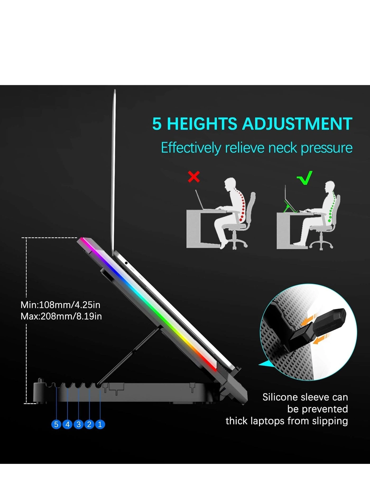 8 CORE COOLING LAPTOP STAND - 8 15.6-17.3 Inch