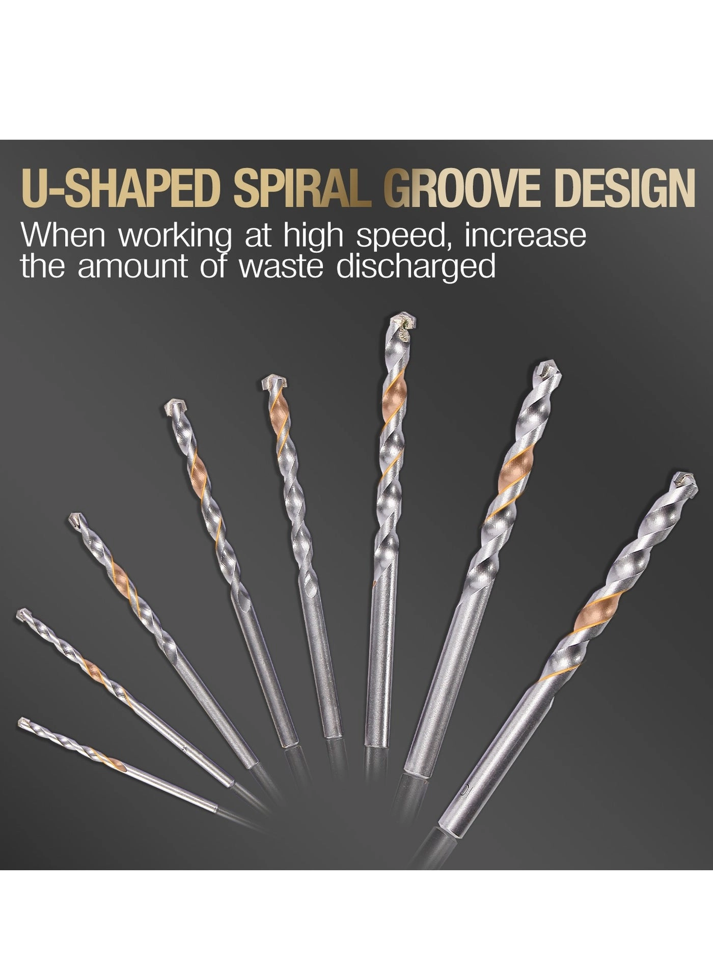 Concrete Drill Bits Set - tungsten carbide-tipped 8-piece