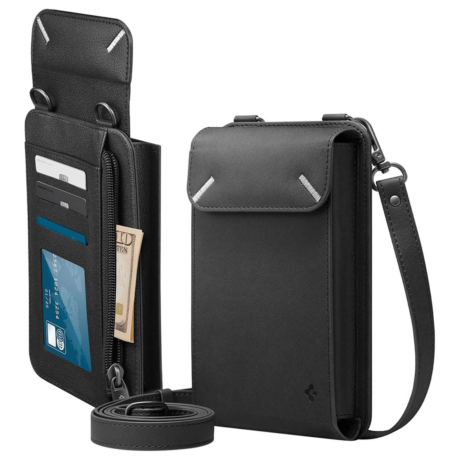 Spigen Shoulder Phone Bag - Card Holder Black