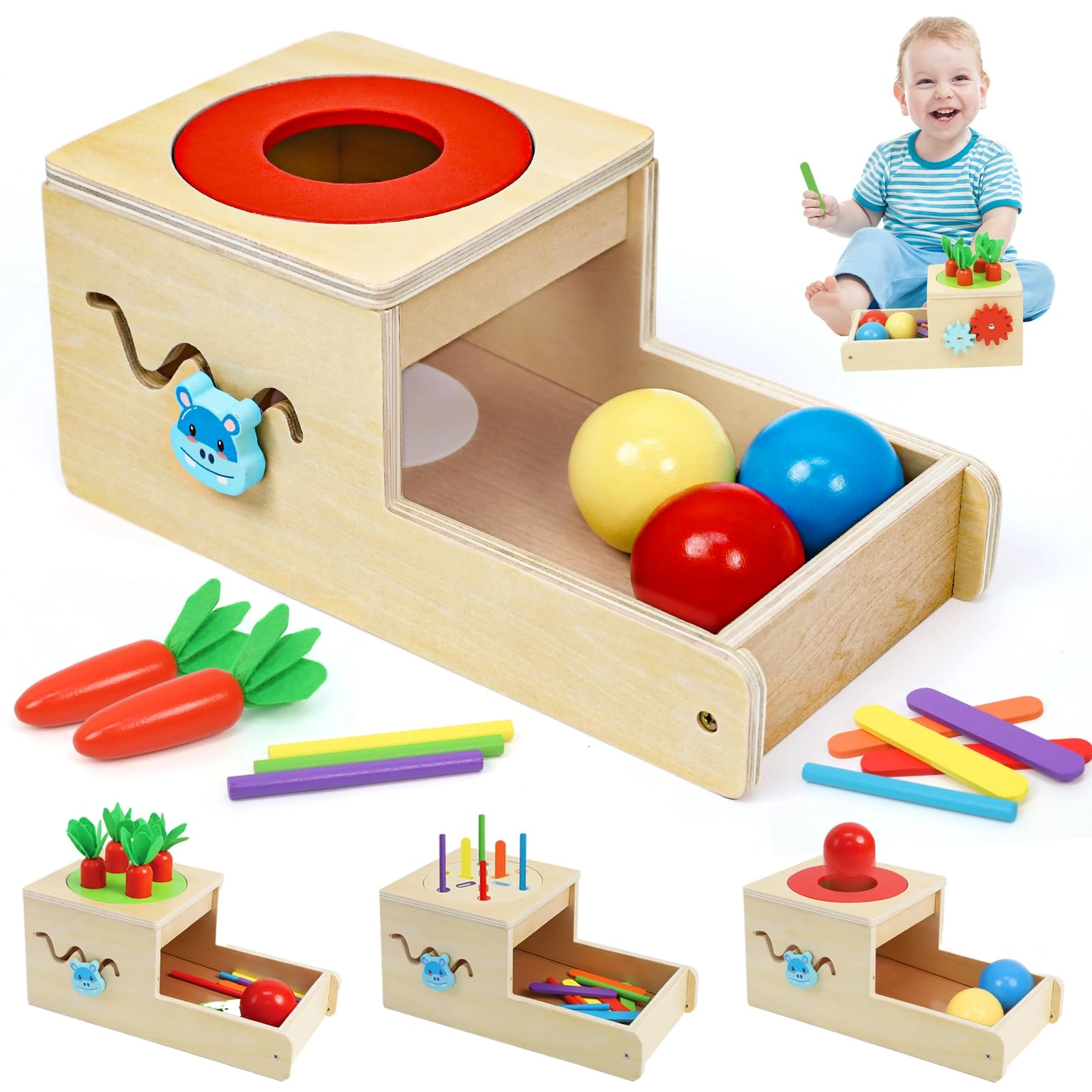 lzdmy Wooden Activity Cube - 1-3 years 6 pieces