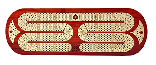 Continuous 4 Track Cribbage Board - Blood Wood Maple Wood