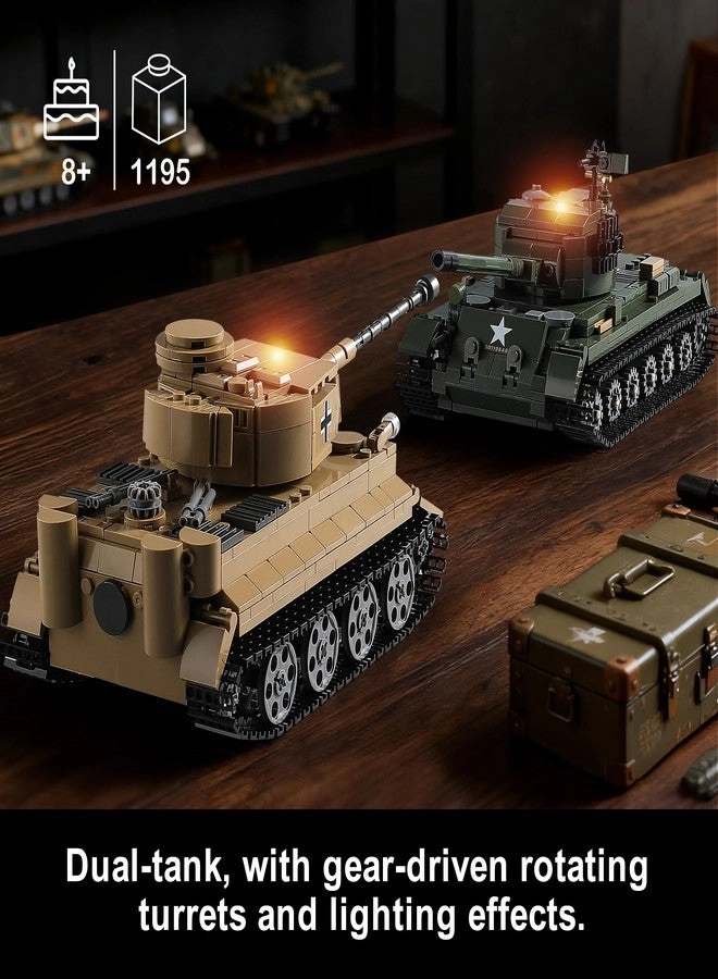 German Tiger - Light-Up + M26 Pershing - 2-in-1 1,195 pcs