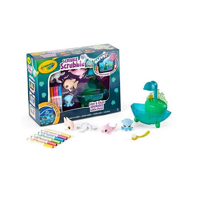 Scribble Scrubbie Pets - 6 washable markers 1 scrub brush