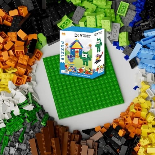 RWDTER Classic Building Bricks - 500pcs + Baseplate - Green