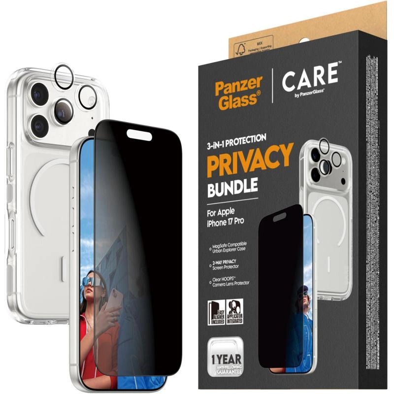 Hard MagSafe Case + Privacy Screen Protector + Hoops Camera Lens Protector for iPhone 17