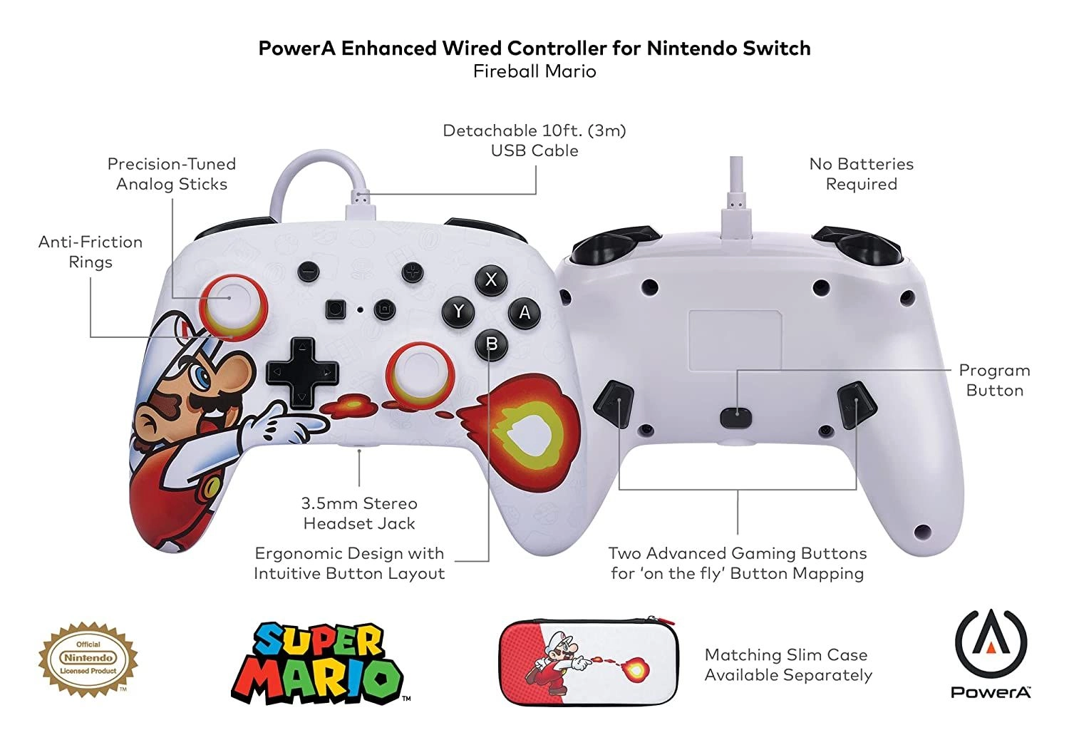 Enhanced Wired Controller - Fireball Mario Switch
