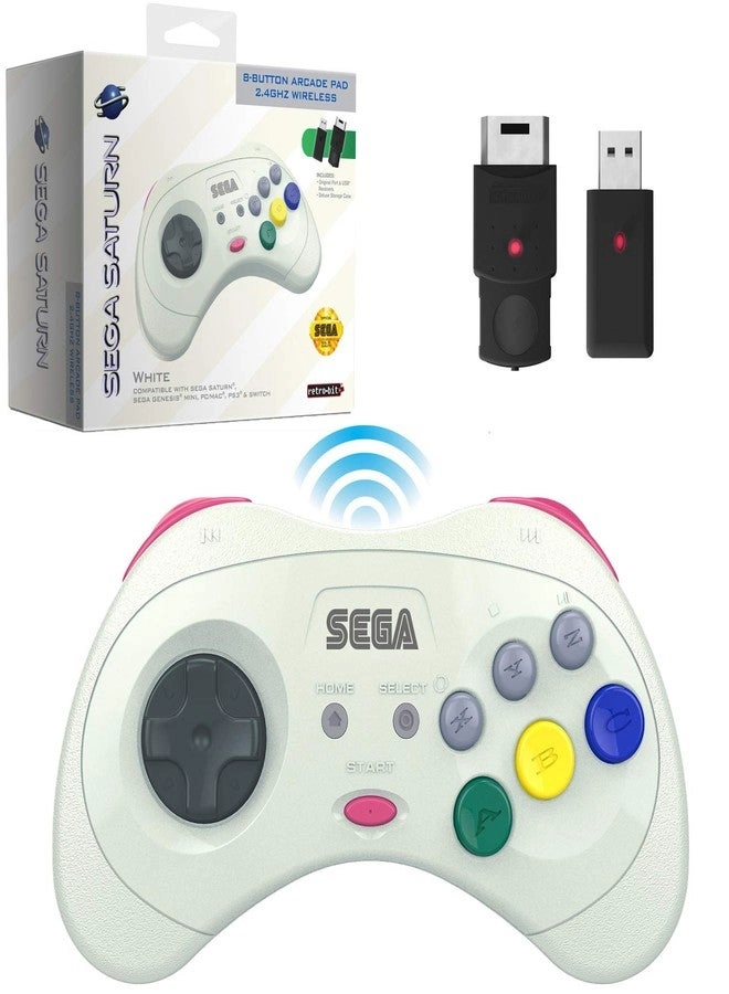 Sega Saturn Wireless Controller - White SEGA Genesis SEGA Genesis Mini PC Mac PS3 Switch