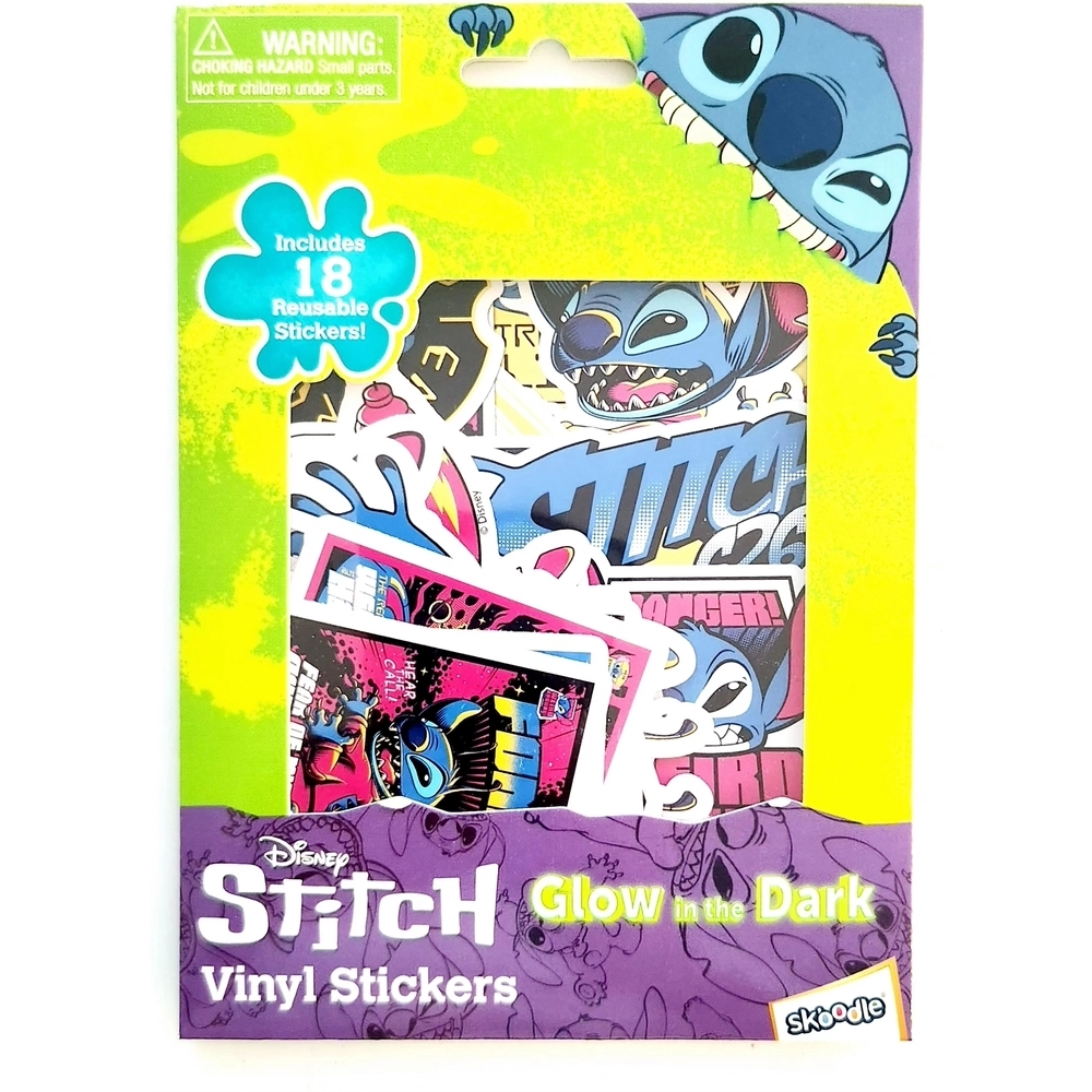 SKOODLES Disney Stitch Sticker Book Glow In The Dark 18 pcs