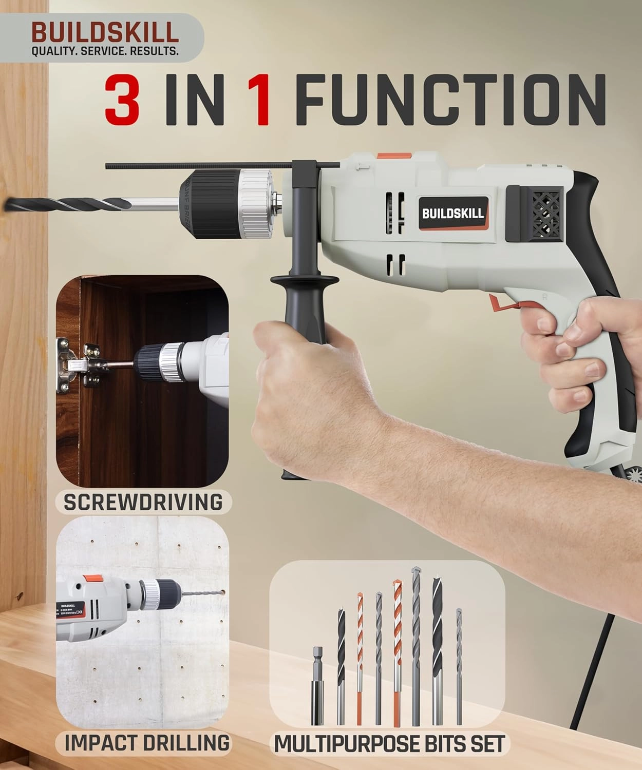 Impact drill - 650W 13mm keyless chuck 3000 RPM