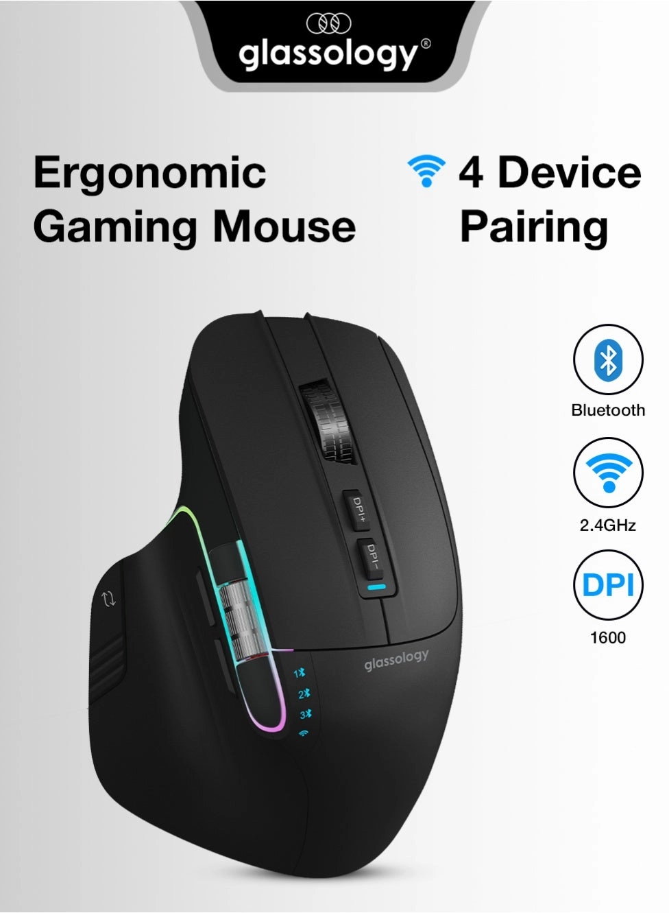 glassology ErgoFlow Pro - 2.4ghz Wireless Bluetooth USB