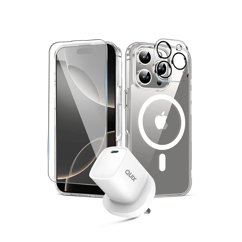 QUIX iSmart Edition-4IN-One Protective Case - Thermoplastic Polyurethane + Charging Adaptor for iPhone 16 Pro Max