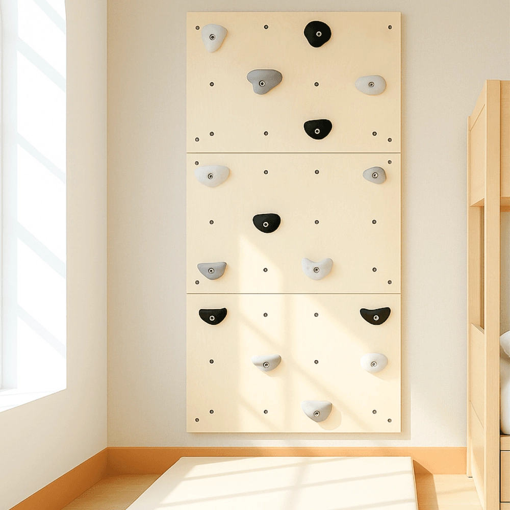 Wooden Climbing Wall - 10 Mix Rock Holds 80 x 180 cm