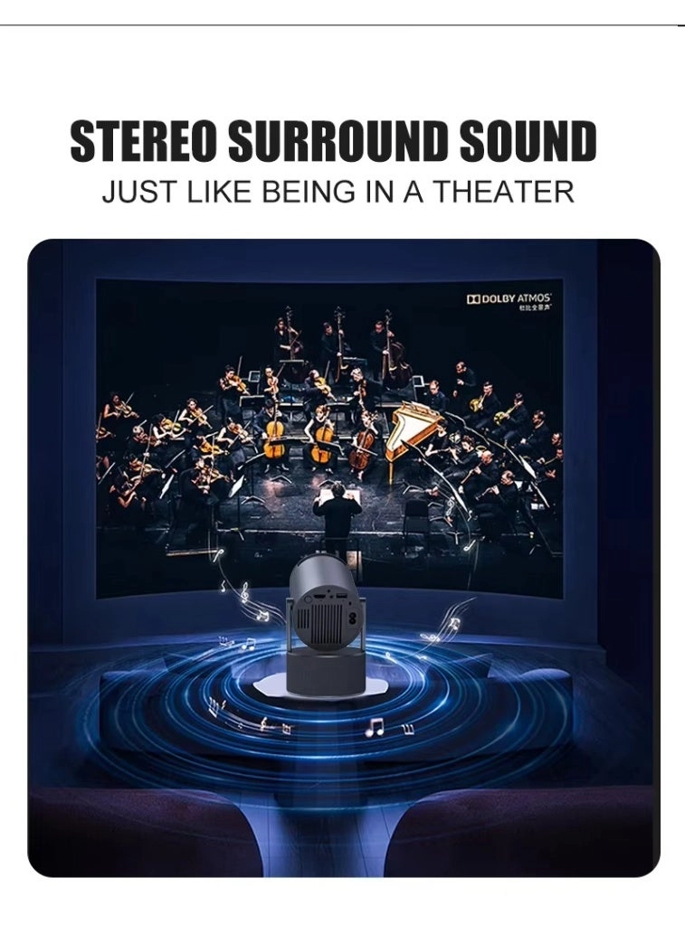 Dual Microphones Portable Speaker Projector GHJK88 2000 lumens