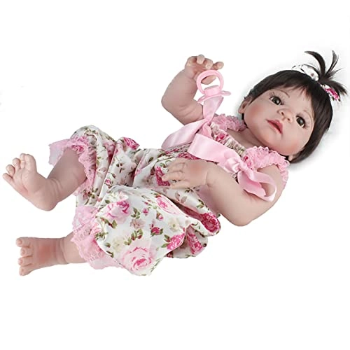 Reborn Baby Doll - 55cm Vinyl Pink Floral Suspenders