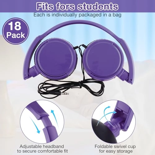 Classroom Headphones Wired Headphone 18 Pack